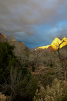 Sun hitting mountain peaks