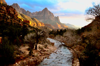 Sunset at the Virgin River in Zion NP