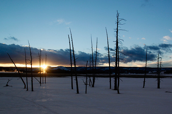 Winter sunset in Yellowstone